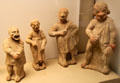 Etruscan terracotta comic actor figures with character masks perhaps from Canino, Italy at British Museum. London, United Kingdom.