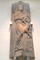 Etruscan stone sarcophagus lid with relief figure of woman from Tarquinia at British Museum. London, United Kingdom.