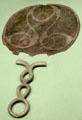 Celtic culture bronze mirror with engraved textured back found at Aston, Hertfordshire burial at British Museum. London, United Kingdom.
