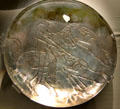 Sasanian Empire silver plate showing lion hunt on horseback from India or Afghanistan at British Museum. London, United Kingdom.