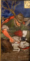 December monthly labor series ceramic tile by William Morris, Philip Webb, Lucy Faulkner et al made by Morris, Marshall, Faulkner & Co at Morris Gallery. London, United Kingdom.