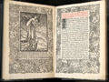 Aims in Founding Kelmscott Press essay by William Morris with graphic of Psyche Borne off by Zephyrus by Edward Burne-Jones at Morris Gallery. London, United Kingdom