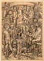 Living English Poets by William Morris with front piece graphic circle of poets including Morris by Walter Crane for Kelmscott Press at Morris Gallery. London, United Kingdom.
