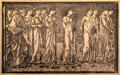 Psyche is walked to the Hill graphic by Edward Burne-Jones in Earthly Paradise poem by William Morris for Kelmscott Press at Morris Gallery. London, United Kingdom.