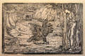 Psyche asks Venus for help to win Cupid back, to do so her first task involves delivering black water carried by an eagle to Venus graphic by Edward Burne-Jones in Earthly Paradise poem by William Morris for Kelmscott Press at Morris Gallery. London, United Kingdom.
