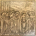 Psyche proves her love of Cupid & is accepted by the gods graphic by Edward Burne-Jones in Earthly Paradise poem by William Morris for Kelmscott Press at Morris Gallery. London, United Kingdom.