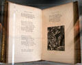 Book of Tennyson's poems with image of Lancelot gazing at Lady of Shalott by Dante Gabriel Rossetti at Morris Gallery. London, United Kingdom.