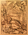 Capitalist Vampire victim being warned by socialist angel poster by Walter Crane at Morris Gallery. London, United Kingdom.