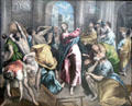 Christ driving Traders from Temple painting by El Greco at National Gallery. London, United Kingdom.