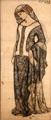 Figure of Guinevere with Jane Burden as model graphic by William Morris at Tate Britain. London, United Kingdom.