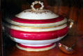 Red & white Davenport porcelain soup tureen at Conde-Charlotte Museum. Mobile, AL