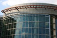 Round blue glass addition to U.S. Post Office. Little Rock, AR.