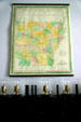 Antique map of Arkansas in House of Representatives chamber in Old State House. Little Rock, AR.