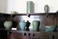 Collection of Arts & Crafts era pottery in Corbett House at Tucson Museum of Art. Tucson, AZ.
