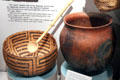 Tohono O'odham native saguaro fruit gathering basket & cooking jar from Southern Arizona at Arizona State Museum. Tucson, AZ.