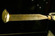 Second gold copy of Last Spike engraved with the names of California Pacific Railroad directors & executives at California State Railroad Museum. Sacramento, CA.