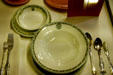 Southern Pacific Railroad Sunset pattern dinner service at California State Railroad Museum. Sacramento, CA.