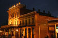 Italianate building & Lady Adams Building in Old Sacramento at night. Sacramento, CA.