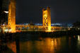 Sacramento Tower Bridge at night. Sacramento, CA.