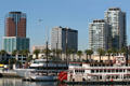 One World Trade Center, California Bank & Trust Building , & West Ocean Condominiums over various boats in marina. Long Beach, CA.