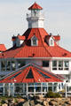 Faux lighthouse restaurant in Shoreline Village shopping area. Long Beach, CA.
