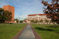 Waite Phillips Hall & Leavey Library over McCarthy Quad at USC. Los Angeles, CA.