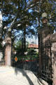 Gated entrance to Mount St. Mary's College, Doheny Campus on Chester Place. Los Angeles, CA.