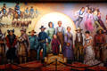 Sprits West mural showing people who settled American West at Autry National Center. Los Angeles, CA.