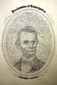 Graphic of Abraham Lincoln drawn using text of Emancipation Proclamation by W.H. Pratt at Autry National Center. Los Angeles, CA.