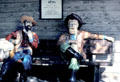 Bench for Handsome Brady, Whiskey Bill & friends in western frontier village at Knott's Berry Farm. Buena Park, CA.