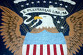 Presidential seal detail of eagle in entrance lobby of Nixon Library. Yorba Linda, CA.