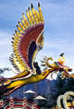 Flower covered phoenix at post Rose Parade display area. Pasadena, CA.