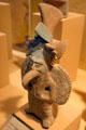 Mayan pottery male figure with bird's beak & wings in Jaina style at San Diego Museum of Man. San Diego, CA.
