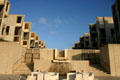 Salk Institute waterfall onto lower patios. La Jolla, CA.