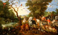 Entry of Animals into Noah's Ark painting by Jan Brueghel Elder at J. Paul Getty Museum Center. Malibu, CA.