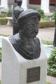 Bust of man wearing a turban sculpture in courtyard at Getty Museum Villa. Malibu, CA.