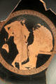 Greek terracotta red-figure wine cup with Achilles from Athens at Getty Museum Villa. Malibu, CA.