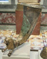 Parthian silver, gold & garnet spouted horn with lion at Getty Museum Villa. Malibu, CA.