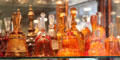 Glass dinner bells at Historical Glass Museum. Redlands, CA.