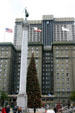 Union Square column & old St. Francis Hotel with its new Tower behind. San Francisco, CA.