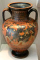 Greek black-figure amphora with Herakles fighting Amazons at Legion of Honor Museum. San Francisco, CA.