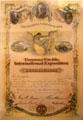 Engraved certificate given to visitors to Panama-Pacific International Exposition at California Historical Society. San Francisco, CA.