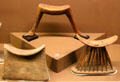 Wooden headrests or pillows at Rosicrucian Egyptian Museum. San Jose, CA.