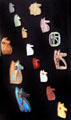 Jackal amulets from New Kingdom at Rosicrucian Egyptian Museum. San Jose, CA.