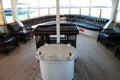 Back deck of USS Potomac with wide sofa to allow Roosevelt to sit without seeming handicapped. Oakland, CA.