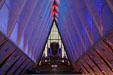 Looking back toward organ of Protestant chapel of USAF Academy Chapel. Colorado Springs, CO.