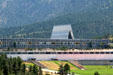 USAF Academy Chapel towers above campus. Colorado Springs, CO.