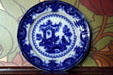 Oriental blue-flow plate with garden scene at Byers-Evans House. Denver, CO.