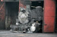 Durango & Silverton locomotive 480 emerging from roundhouse. Durango, CO.