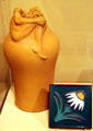 Despondency ceramic vase & Floral tile by Van Briggle Pottery at Colorado Springs Pioneers Museum. Colorado Springs, CO.